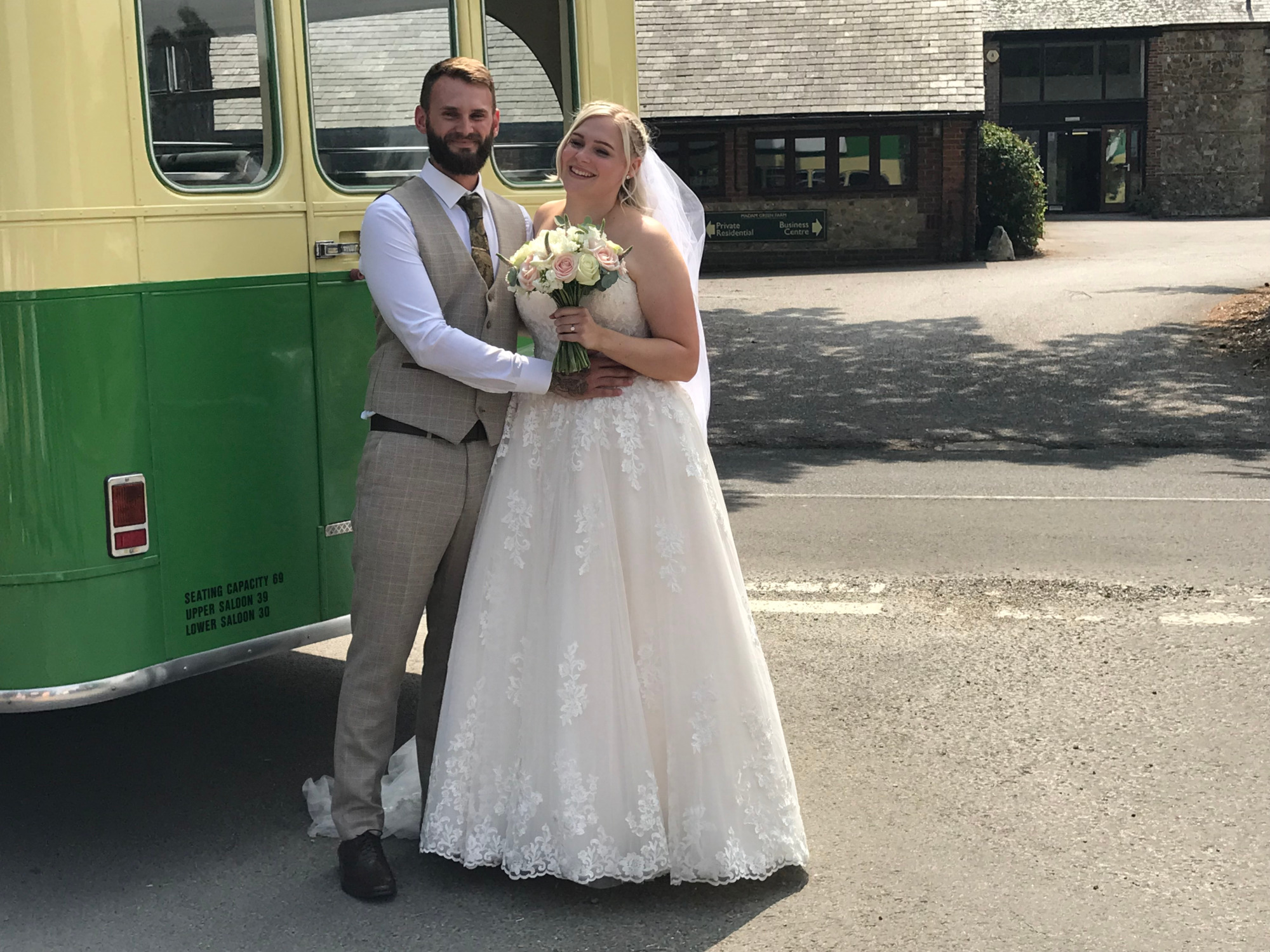 Double-deck wedding bus
