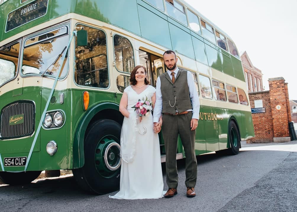 Double-deck wedding bus